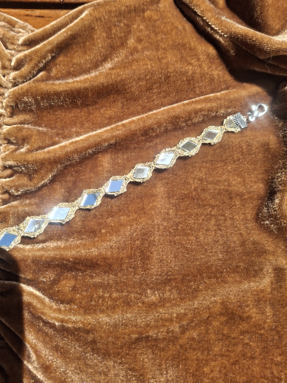 Gold Silver Mirror Choker Handmade Necklace - Elegant Women’s Jewelry - Picture 4 of 8